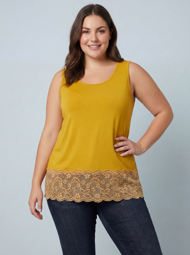MAGIC Vest With Added Lace Trim - Mustard
