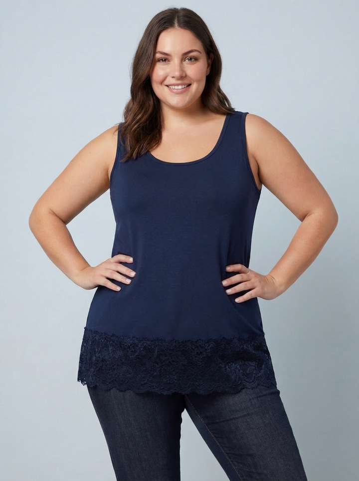 MAGIC Vest With Added Lace Trim - Navy