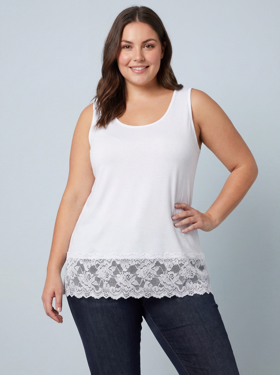 MAGIC Vest With Added Lace Trim-White