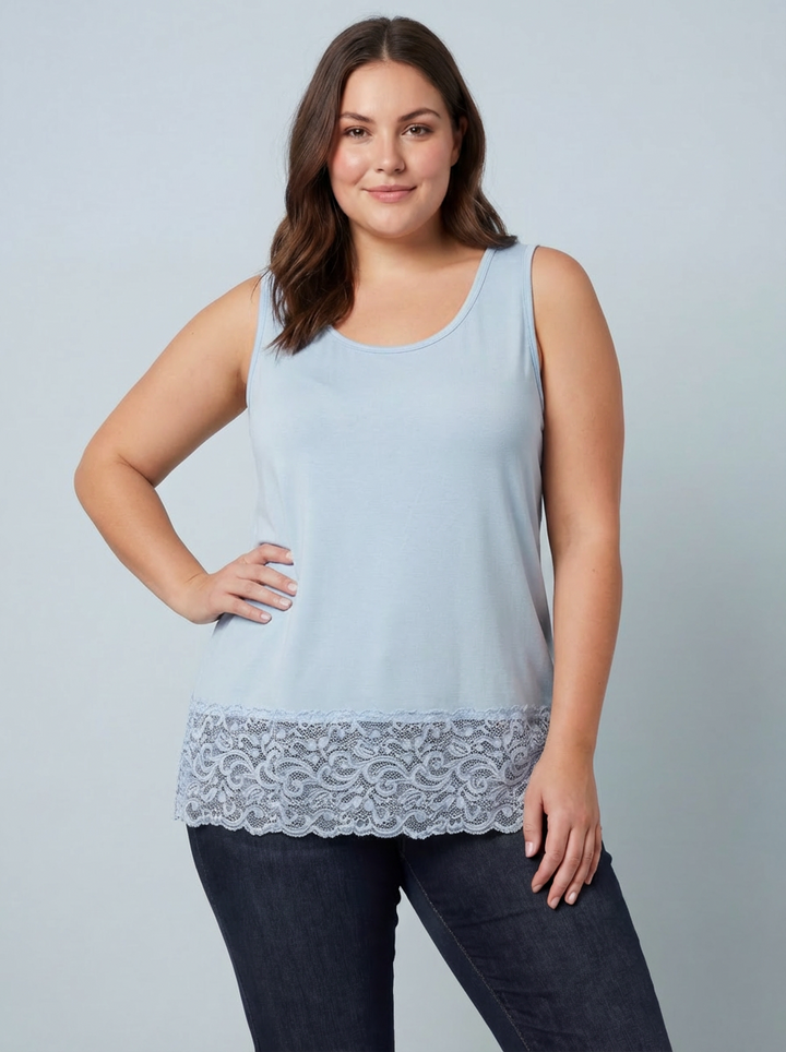 MAGIC Vest With Added Lace Trim - Sky Blue