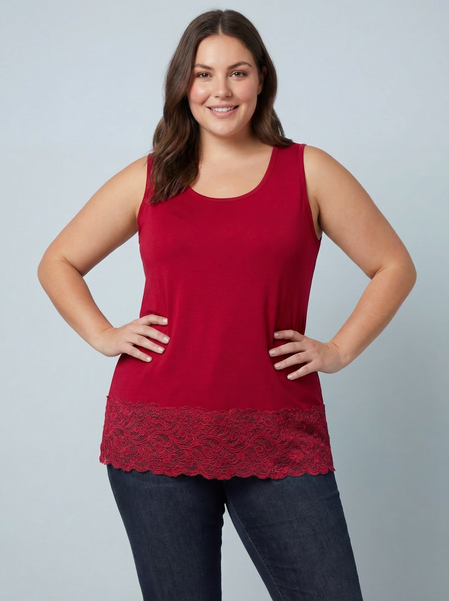 MAGIC Vest With Added Lace Trim - Burgundy