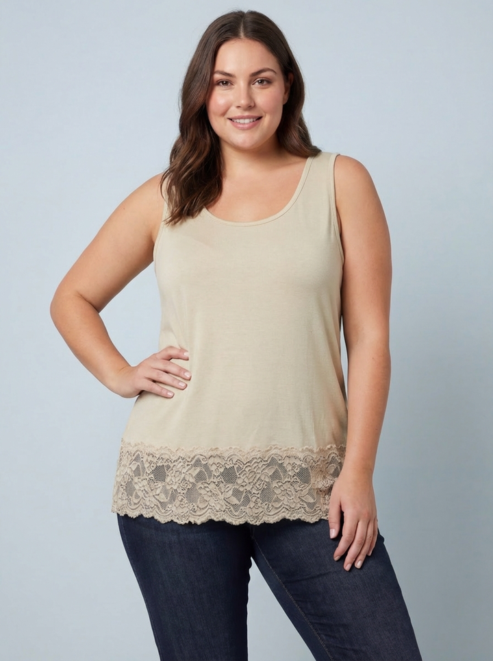 MAGIC Vest With Added Lace Trim - Sand