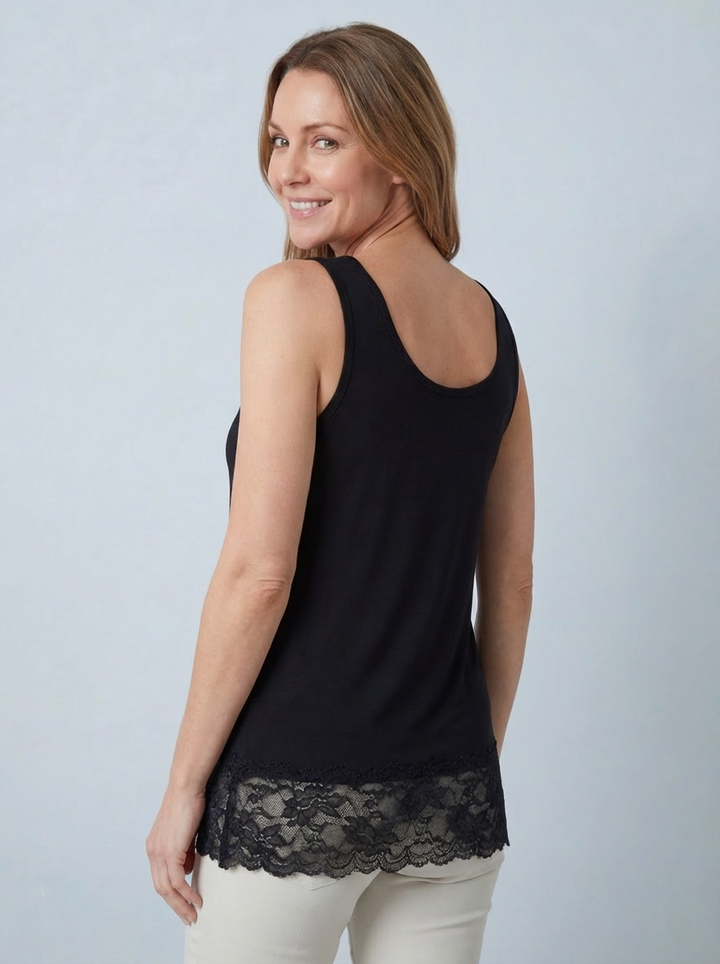 MAGIC Vest With Added Lace Trim - Black