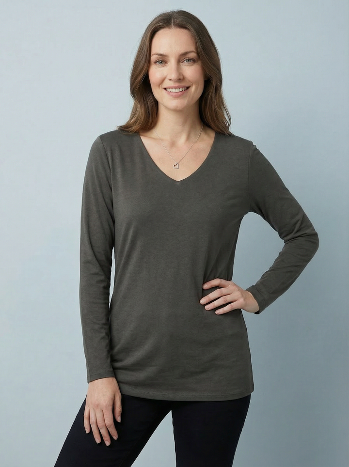 The Essential Long Sleeve "Magic" Vest-Brown