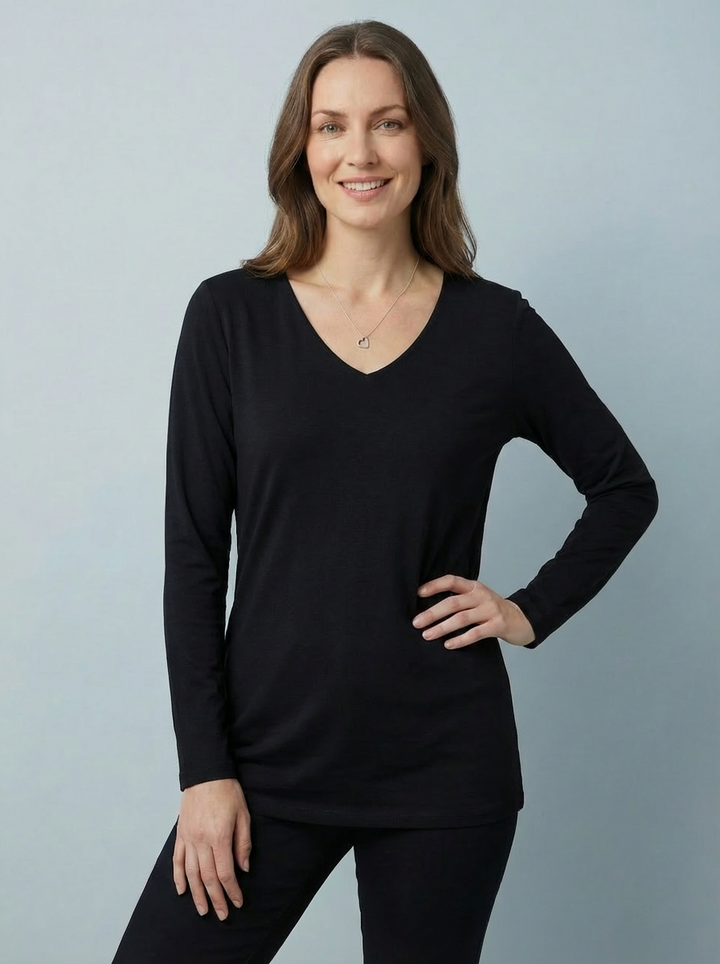 The Essential Long Sleeve "Magic" Vest-Black