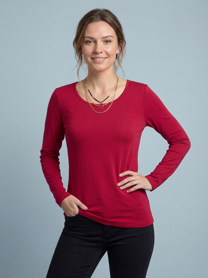 The Essential Long Sleeve "Magic" Vest - burgundy