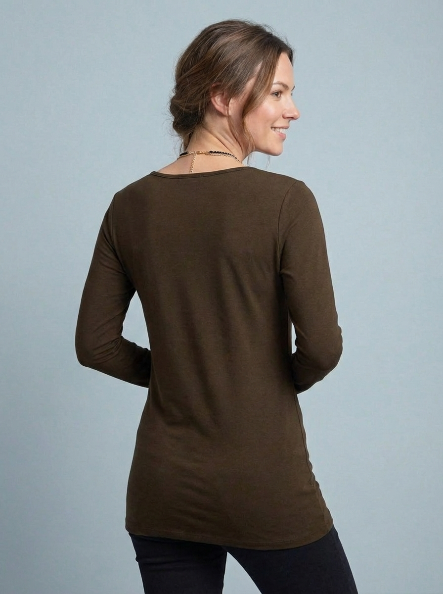 The Essential Long Sleeve "Magic" Vest-Brown