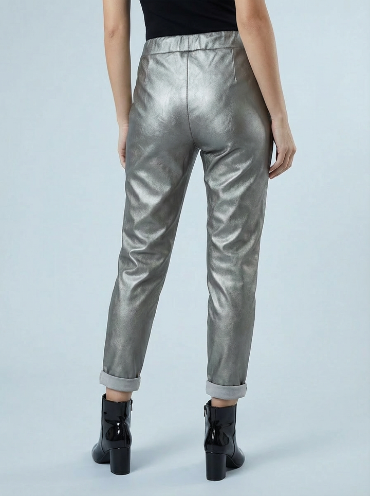 "CARMELA" Pleather Trouser-Grey