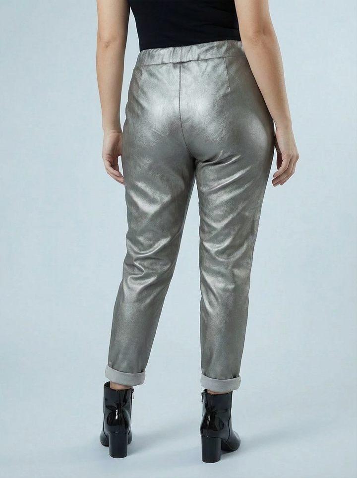 "CARMELA" Pleather Trouser-Grey