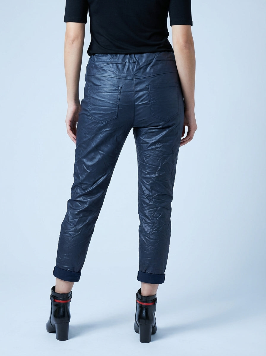 "CARMELA" Pleather Trouser-Navy