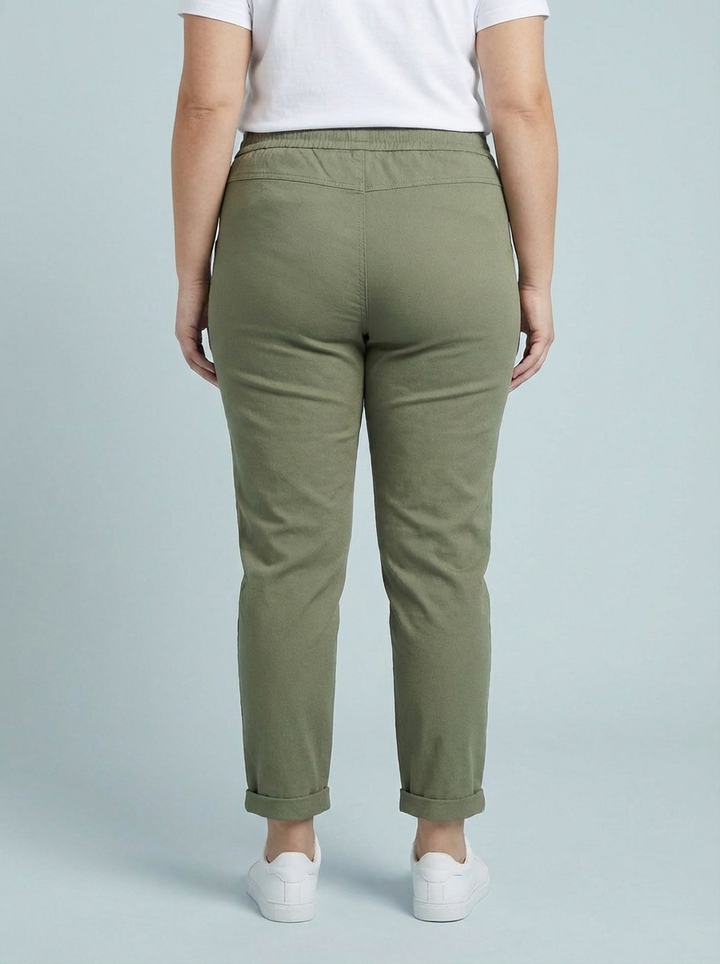 "CARMELA" Smooth MAGIC Trouser-Khaki Green
