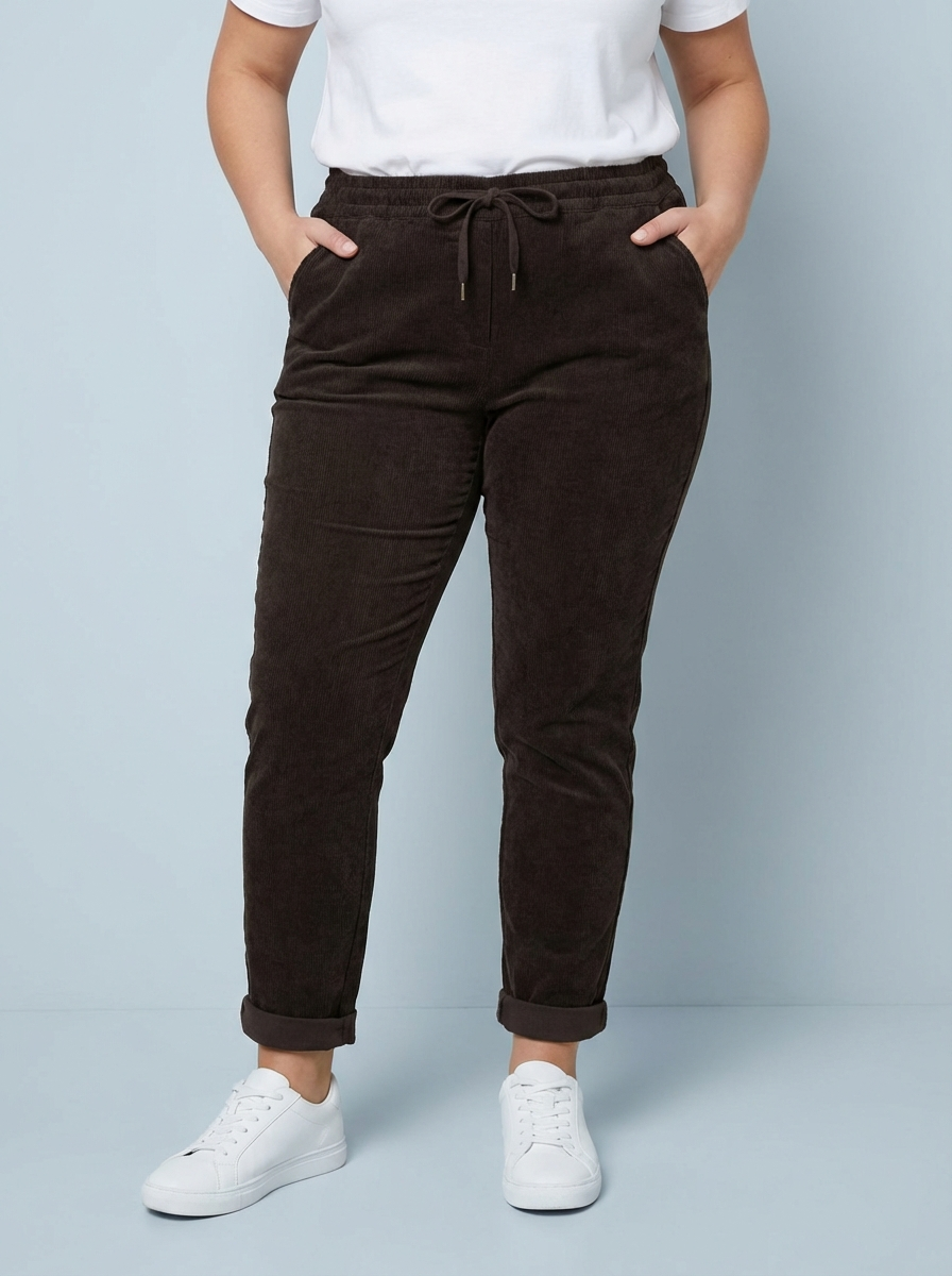 "CARMELA" Corduroy Trouser-Chocolate Brown
