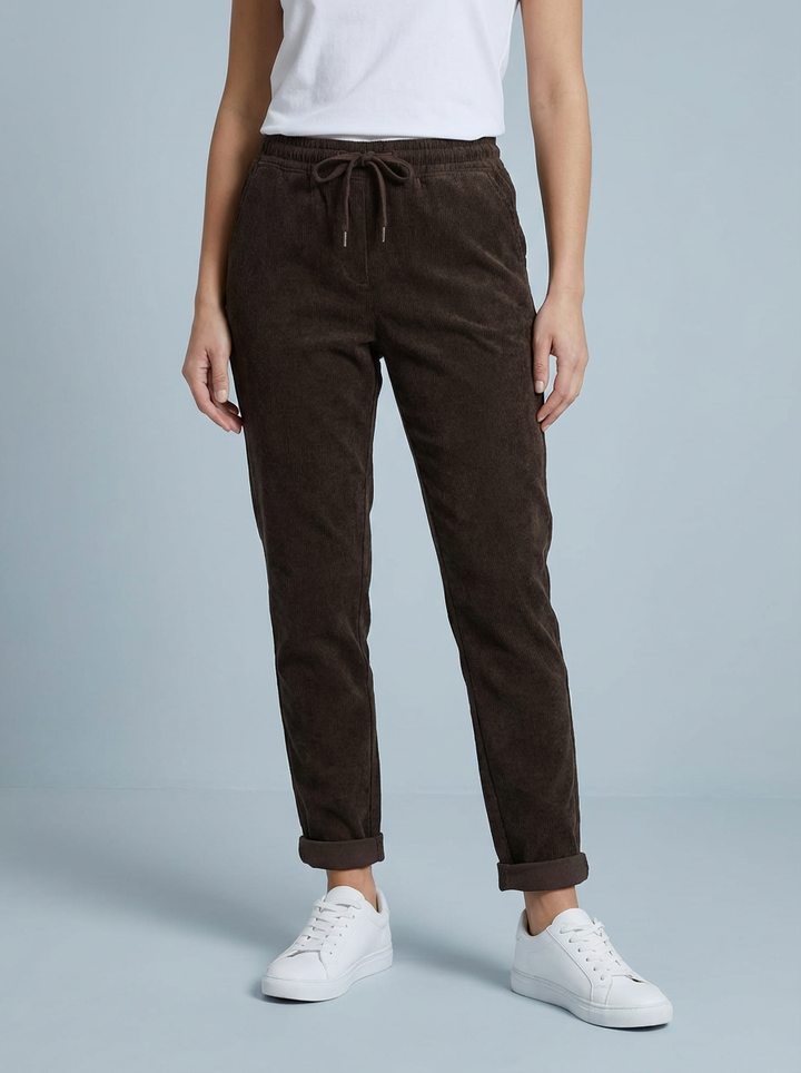 "CARMELA" Corduroy Trouser-Chocolate Brown