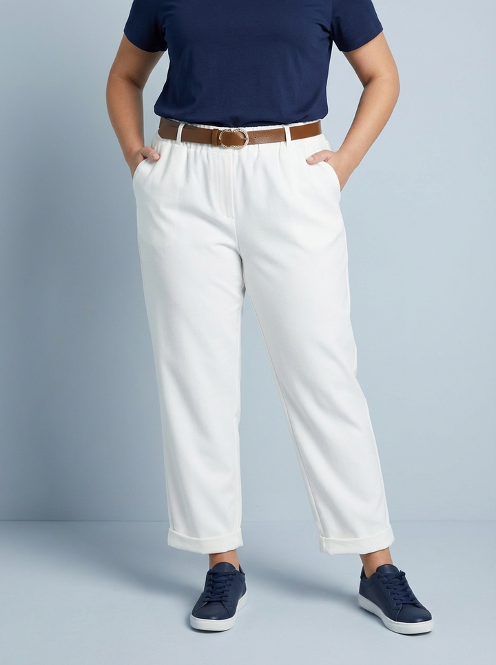 "GIANNA" Tapered Trousers-White