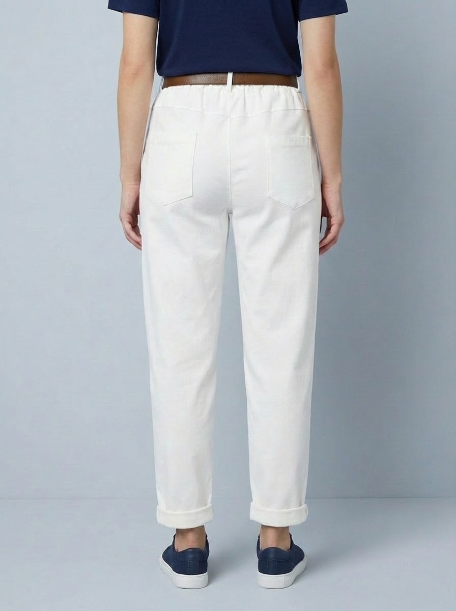 "GIANNA" Tapered Trousers-White