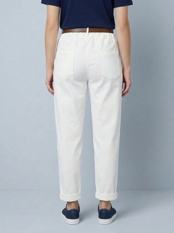 "GIANNA" Tapered Trousers-White