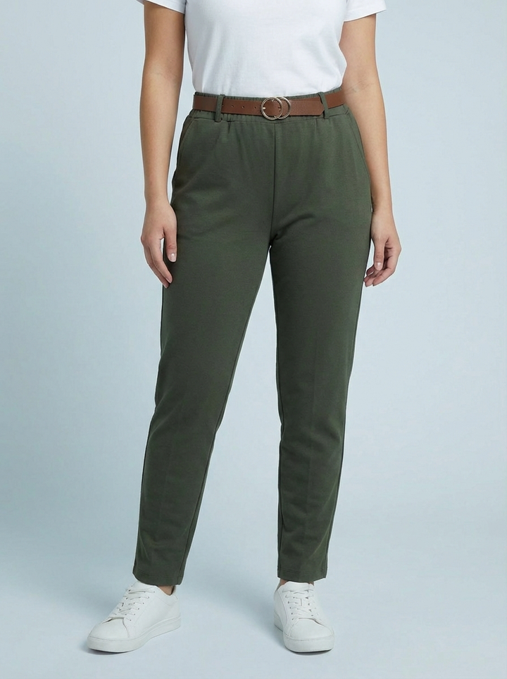 "GIANNA" Tapered Trousers-Green