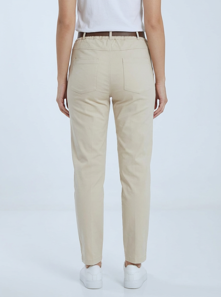 "GIANNA" Tapered Trousers-Cream