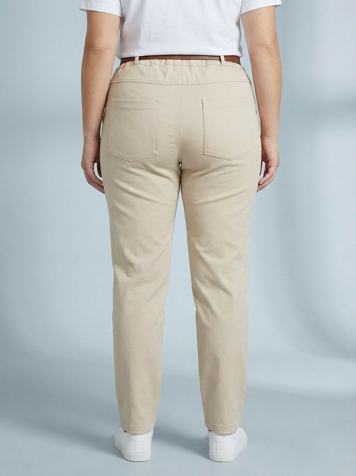 "GIANNA" Tapered Trousers-Cream