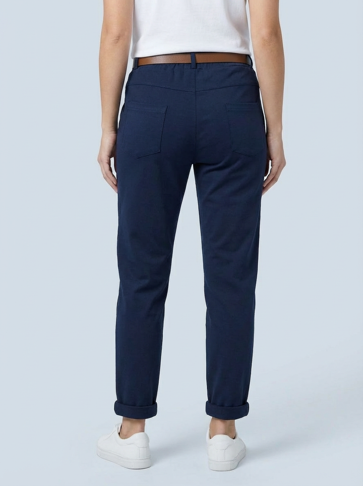 "GIANNA" Tapered Trousers-Navy