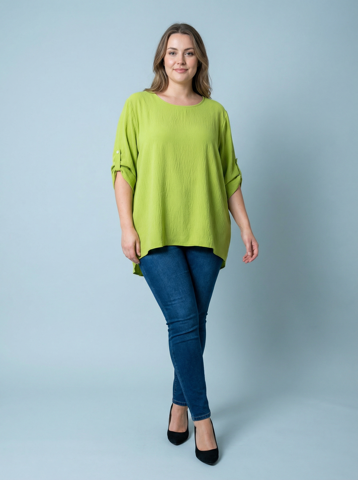 “EMILY” High Low Blouse / Tunic - Lime Green