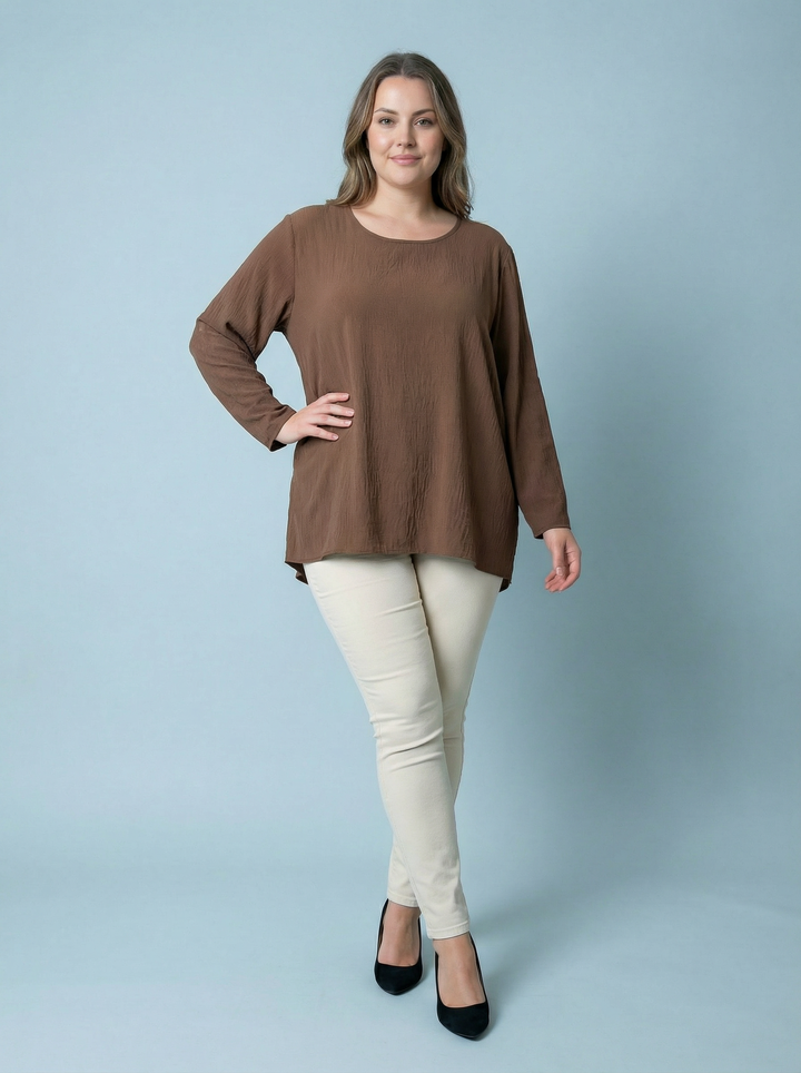 “EMILY” High Low Blouse / Tunic - Chocolate