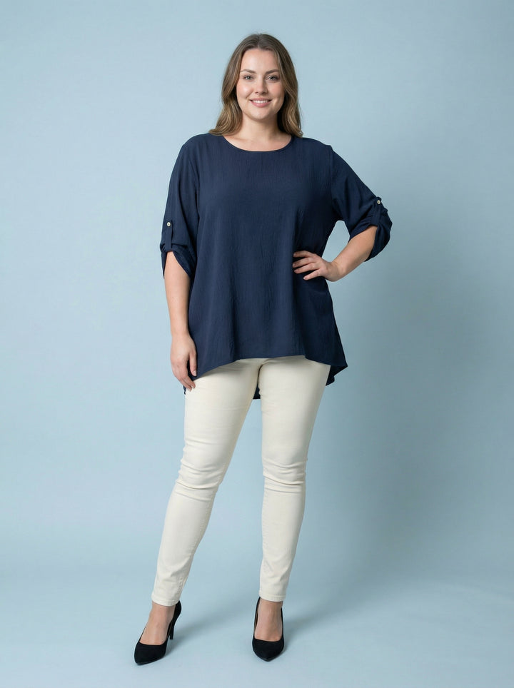 EMILY” High Low Blouse / Tunic - Navy