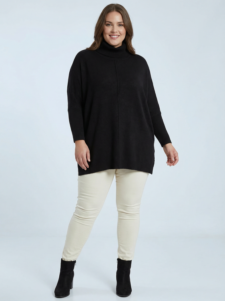 “SHIELA” Roll Neck Jumper - Black