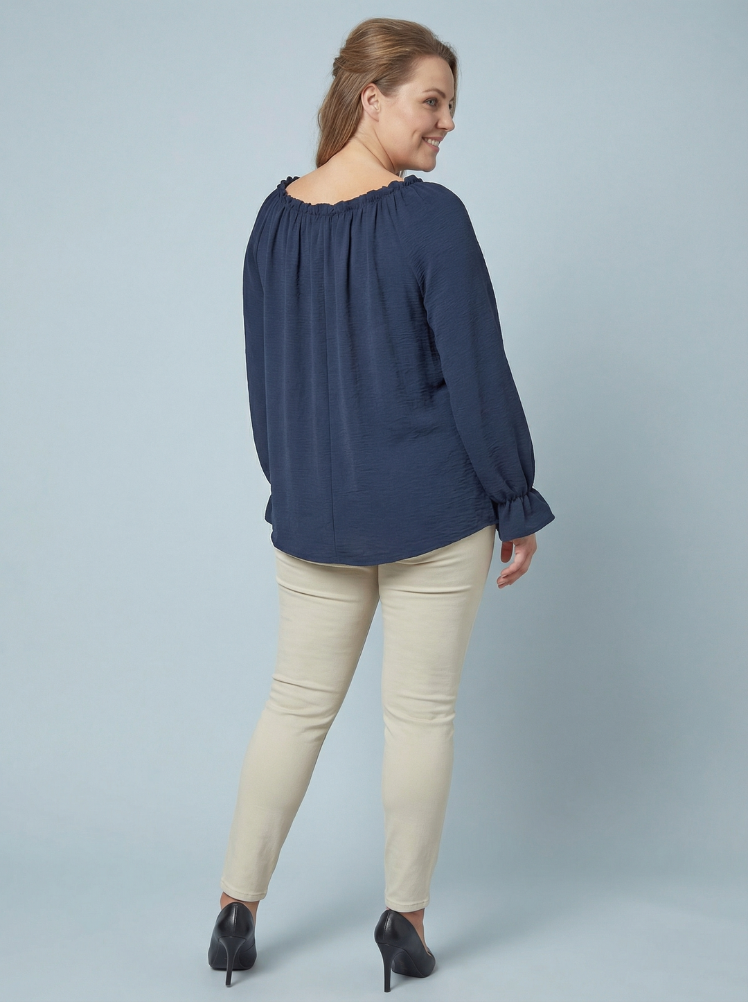 “AMY” Bardot Off Shoulder Blouse - Navy