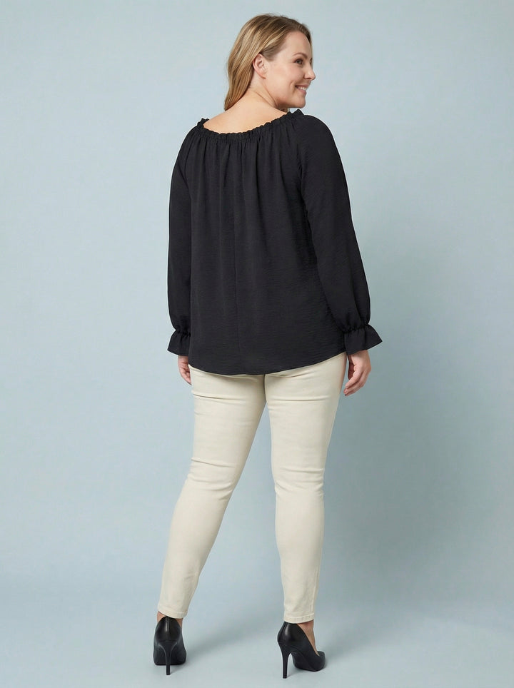 “AMY” Bardot Off Shoulder Blouse - Black