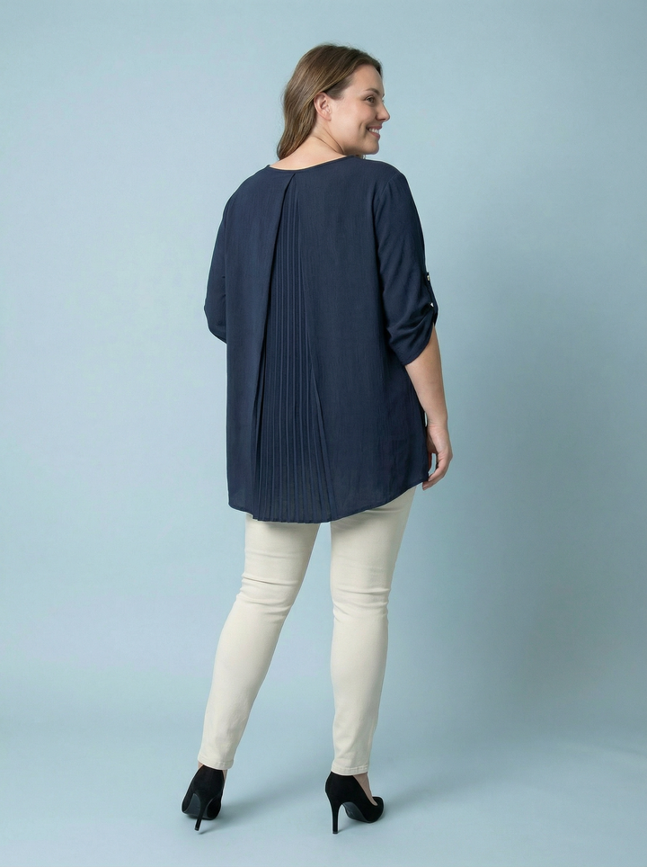 EMILY” High Low Blouse / Tunic - Navy