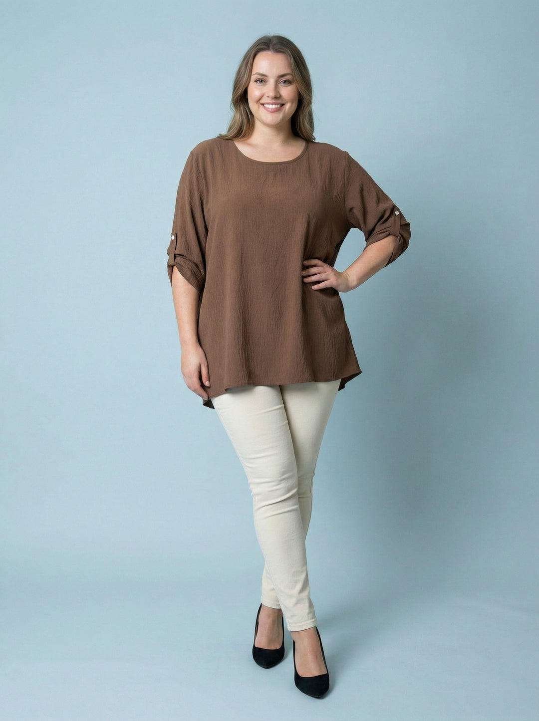 “EMILY” High Low Blouse / Tunic - Chocolate
