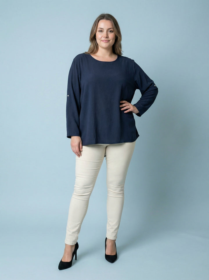 EMILY” High Low Blouse / Tunic - Navy
