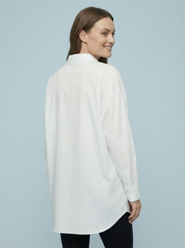 "NICOLE” Longline Shirt - White