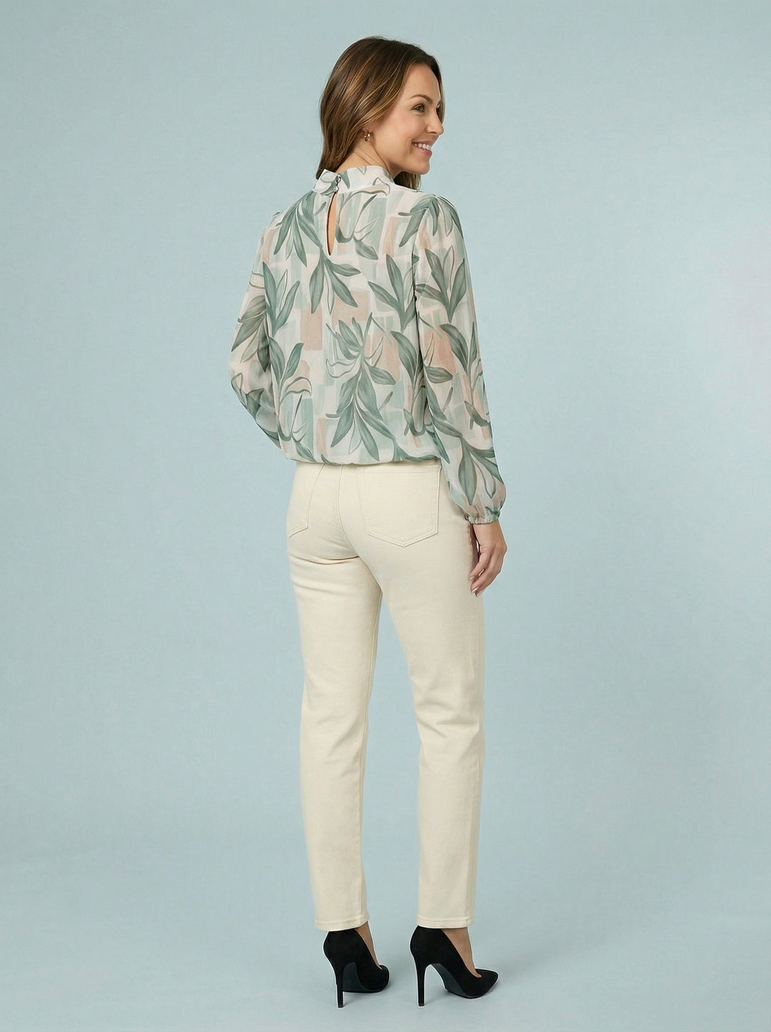 “CINDY” Floral Print Blouse - Green