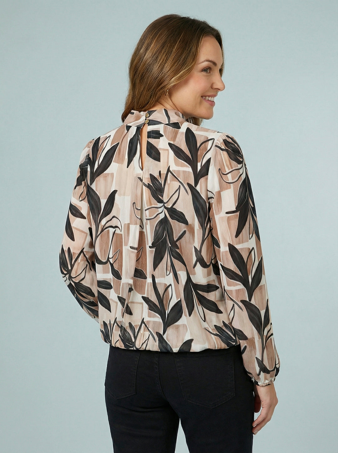 “CINDY” Floral Print Blouse - Black