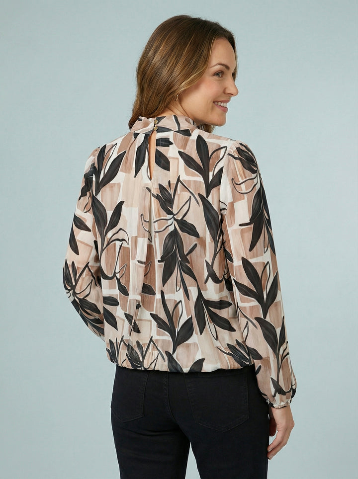 “CINDY” Floral Print Blouse - Black