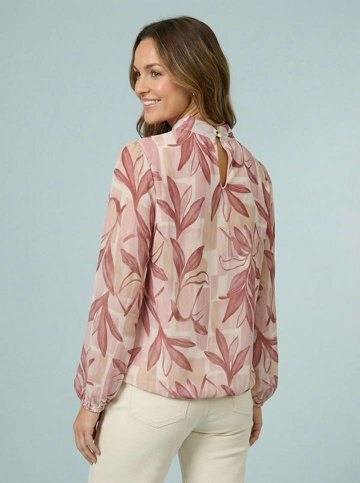 “CINDY” Floral Print Blouse - Pink