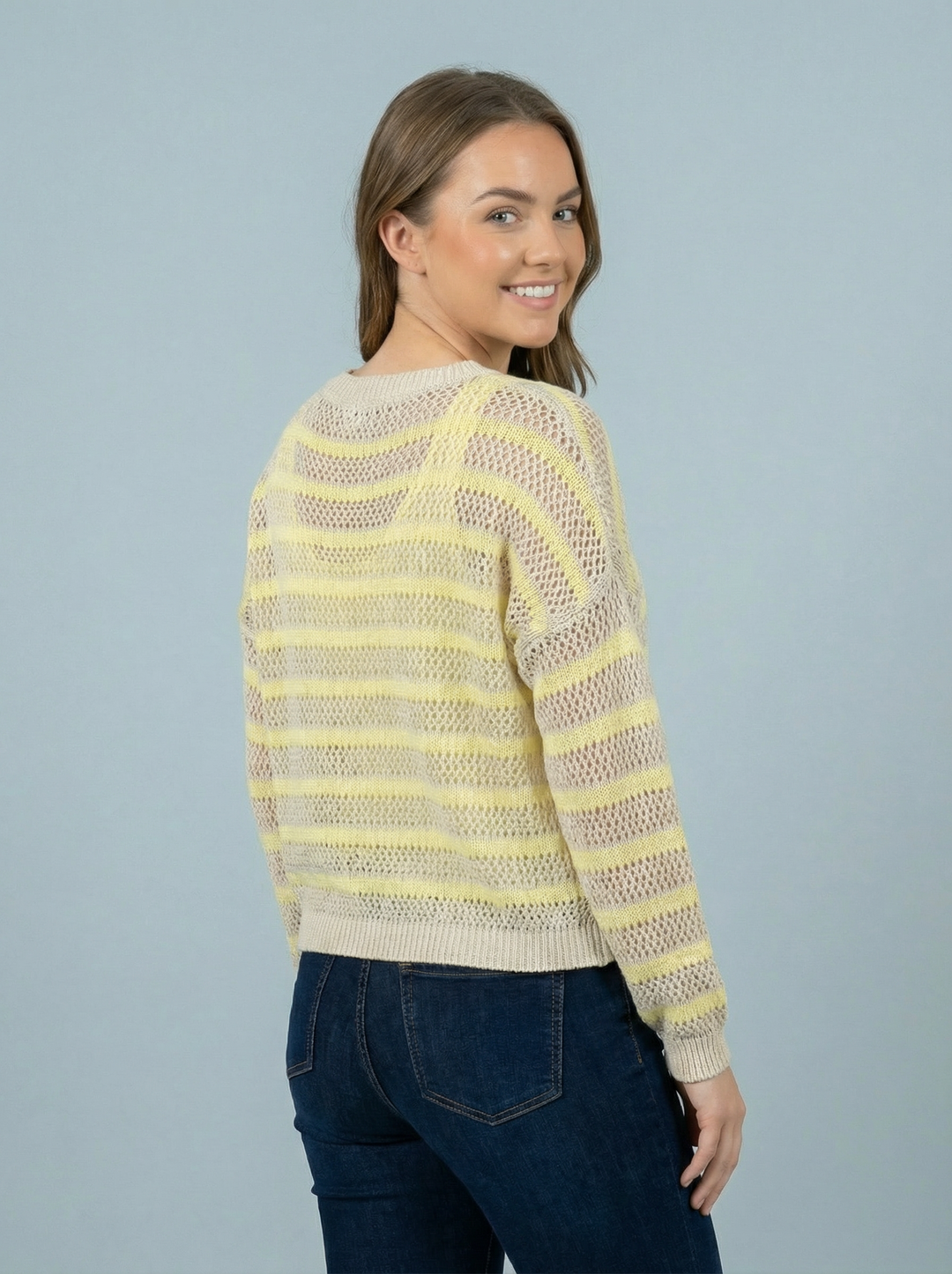 “FIONA”  Striped Fine Knit Top - Yellow