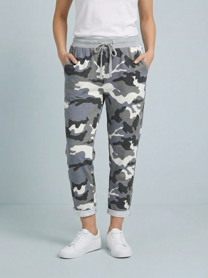 "RIO" Magic Trouser - Camo Print - Grey