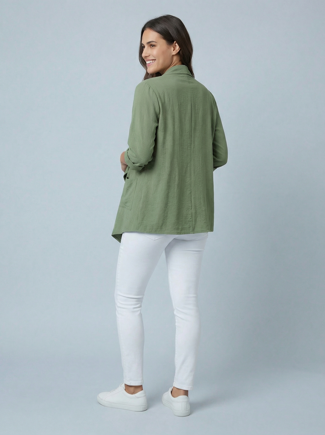 "AVA" Waterfall Jacket - Khaki