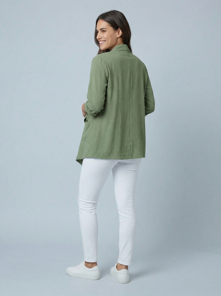 "AVA" Waterfall Jacket - Khaki