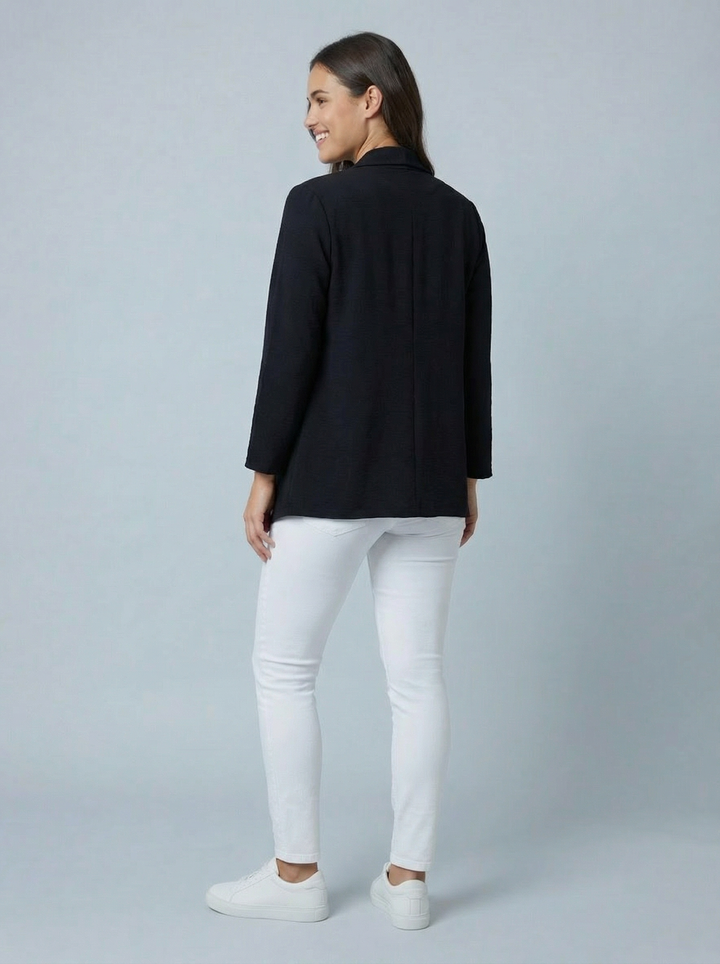 "AVA" Waterfall Jacket- Black