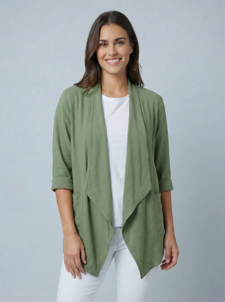 "AVA" Waterfall Jacket - Khaki