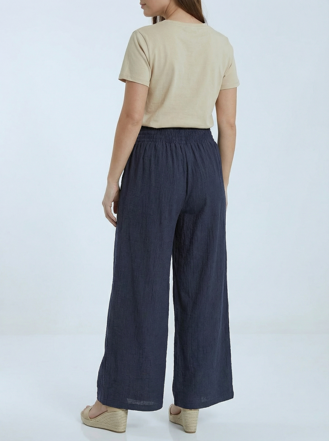 "ALLEGRA" Wide Leg Trousers - Navy