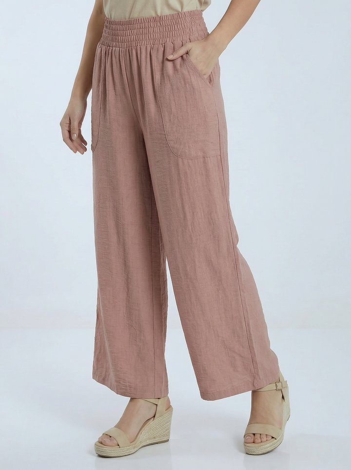 "ALLEGRA" Wide Leg Trousers - Blush Pink