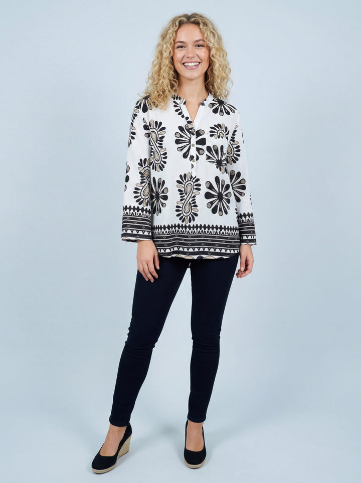 “HALLEY” Floral Print Blouse - Black