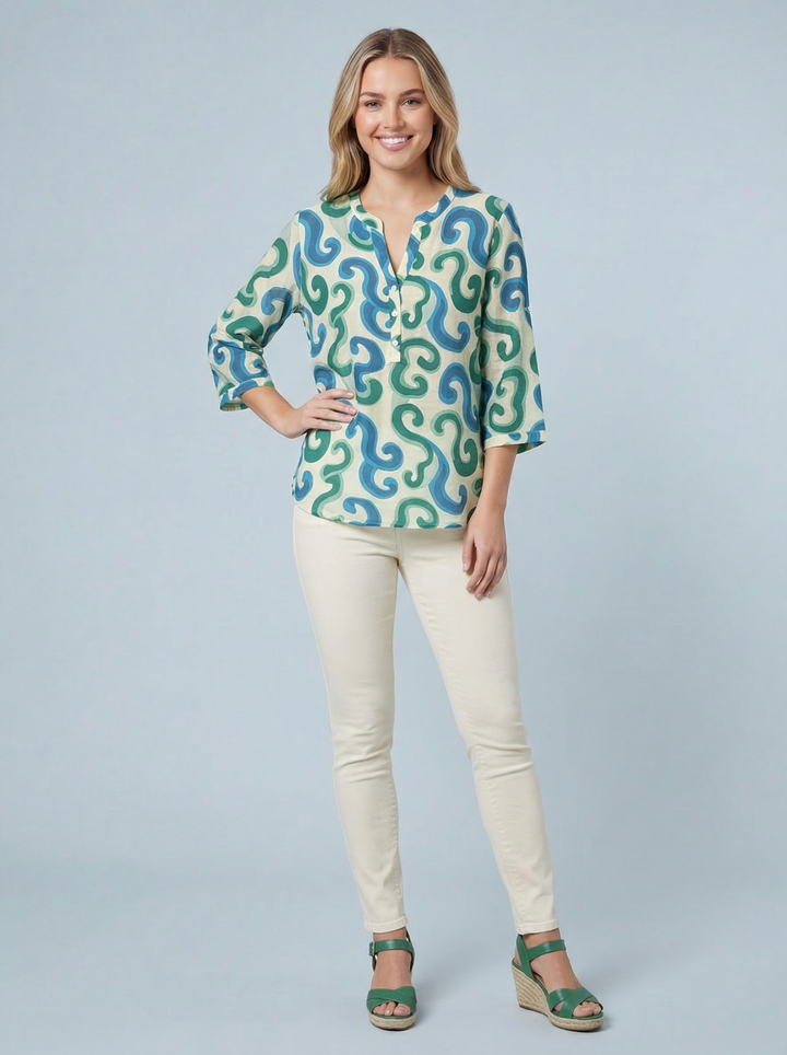 "MABEL” Floral Print  Blouse - Green