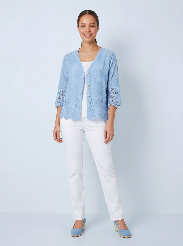 “GEMMA” Lace Top / Jacket - Sky Blue