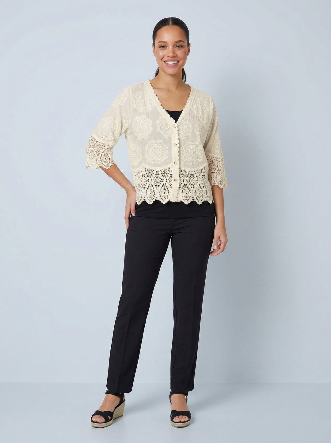 “GEMMA” Lace Top / Jacket - Cream